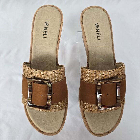 Vaneli Wedge Shoes Women's 10 M Cattee Tan Straw NIB - Picture 4 of 16